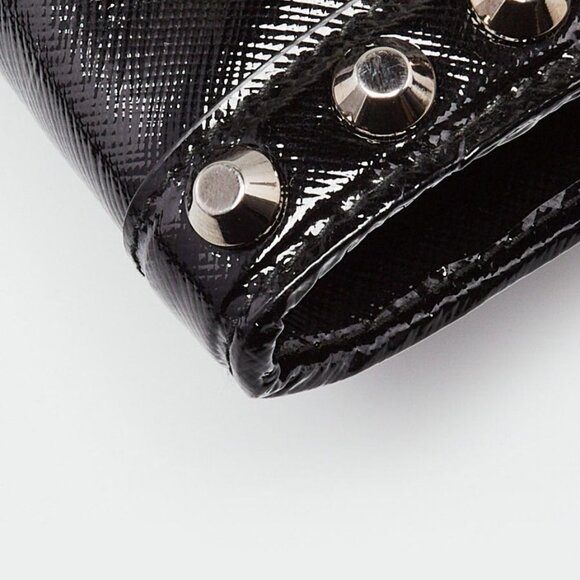 Prada Black Vernice Leather Studded Crossbody Bag - Picture 12 of 12